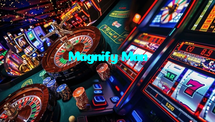 Magnify Man casino presented on mobile device in Pakistan with slots and live games